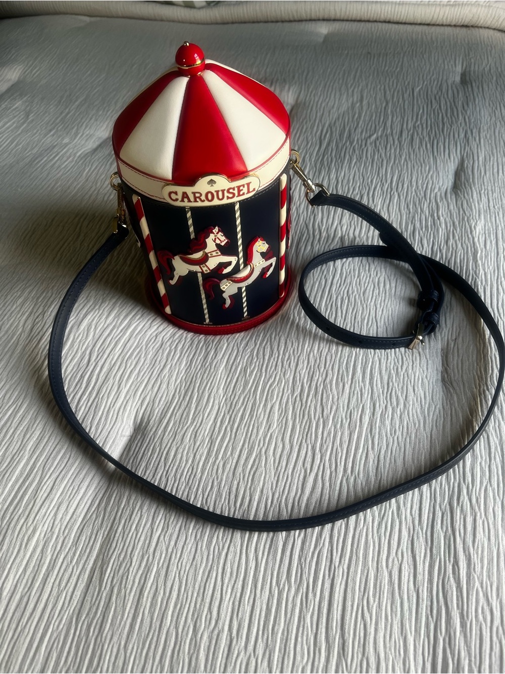 Kate Spade Navy, Red and White Carousel Novelty Crossbody Bag